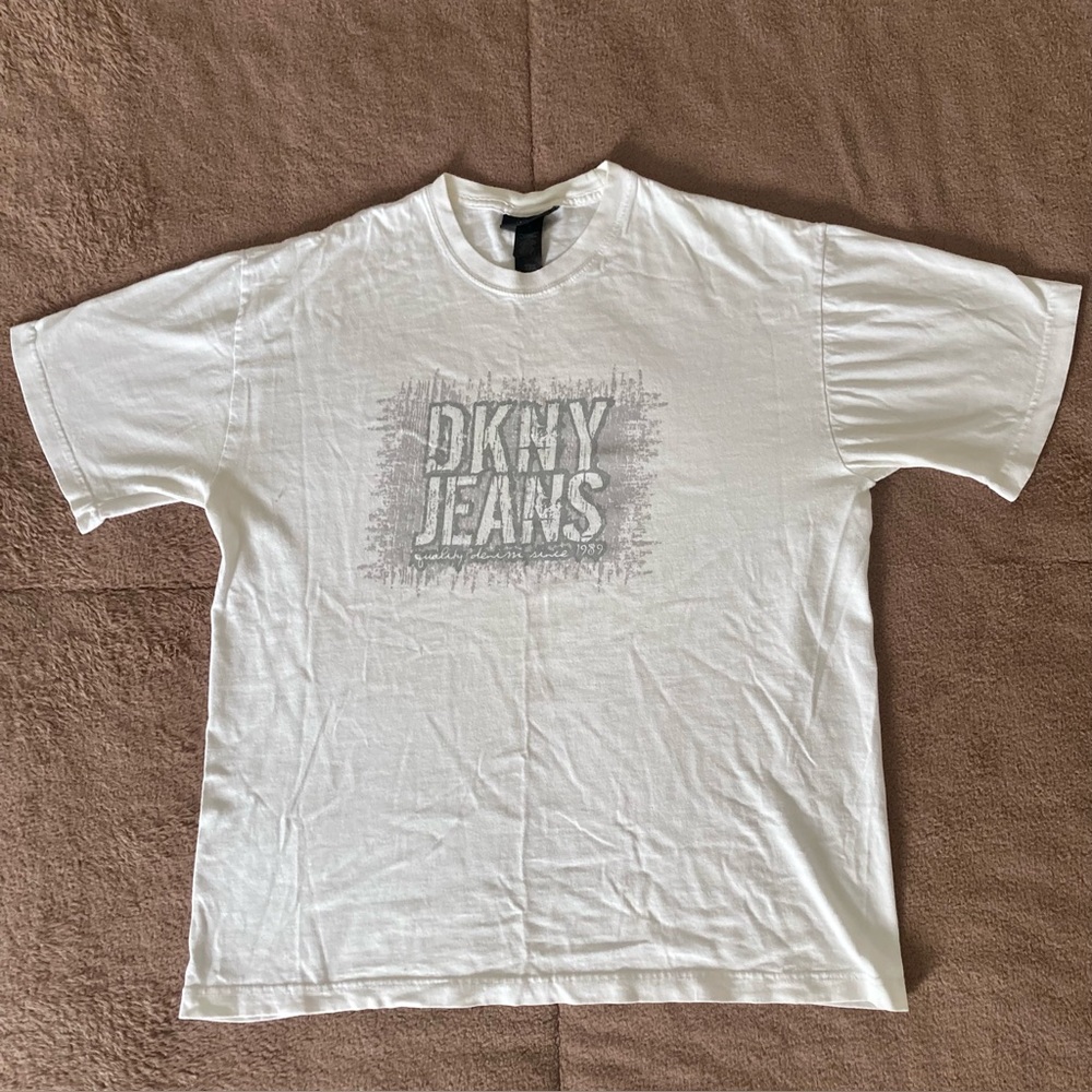 Vintage DKNY White Graphic Tee for Men